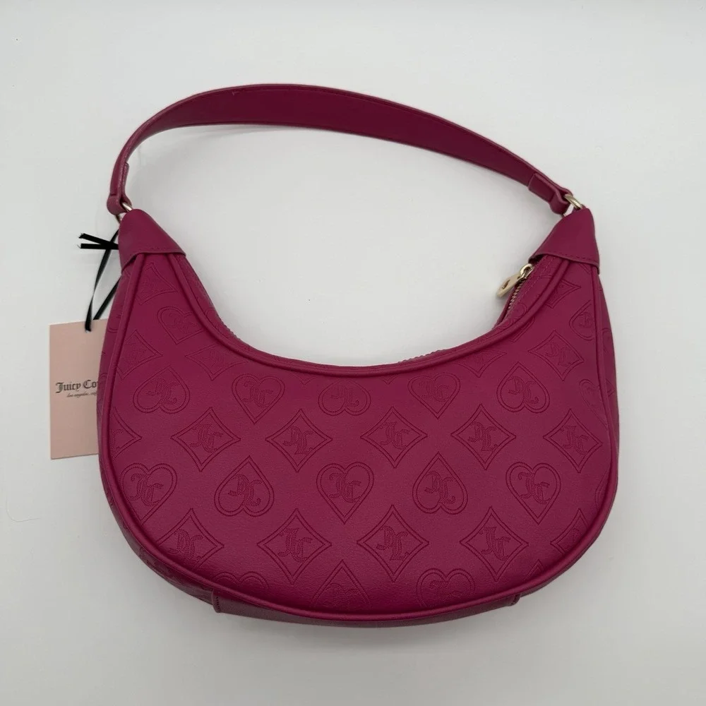 Juicy Couture Top Notch Hobo Shoulder Bag in Raspberry Tart Charms Coquette NWT